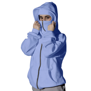 Sweat à capuche balaclava surdimensionné et épais, personnalisé OEM, 360 grammes, avec masque ninja streetwear à double capuche, impression par décharge pour l'hiver - Product Image 5