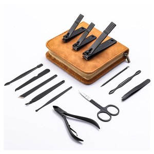 Ensemble de manucure élégant noir pour soins des ongles, outils de toilettage en acier inoxydable pour hommes et femmes, idéal pour les voyages d'affaires, vente en gros - Product Image 1