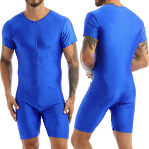 Combinaison de lutte pour homme à col zippé, manches courtes, respirante, sans manches, 100% polyester, imprimée par sublimation - Product Image 4