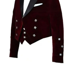 Chaqueta Escocesa de Terciopelo Marrón para Hombre, Estilo Príncipe Charlie, con 3 Botones, Chaleco, Traje Tradicional de las Tierras Altas de Alta Calidad - Product Image 4