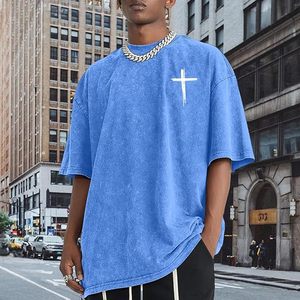 Camiseta Oversize para Hombre con Estampado Gráfico Versículo Bíblico Religioso, Lavado Ácido, 100% Algodón 240 GSM, Corte Holgado, OEM Personalizado al por Mayor - Product Image 4