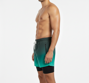 กางเกงชายหาดแบบซับลิเมชั่นสั่งทำพิเศษ 2 in 1 กางเกงว่ายน้ำผู้ชายพร้อมกางเกงเลกกิ้งซับในแบบรัดรูป แฟชั่นทันสมัย แห้งเร็ว - Product Image 2