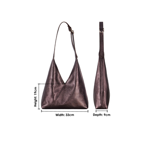 Women's Genuine Cowhide <b>Leather</b> Hobo Shoulder <b>Bag</b> Metallic Finish <b>Soft</b> Slouchy Tote Luxury Designer Large Capacity Handbag - Product Image 5