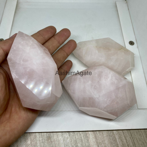 Presse-papiers en cristal de quartz rose naturel, double pointe polie, pierre précieuse de guérison, décoration de bureau, vente en gros - Product Image 4