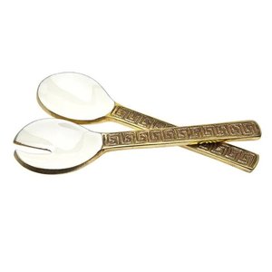 Cuillère à salade artisanale en métal moulé, plaqué argent, finition miroir, design artisanal, pour les fêtes - Product Image 1