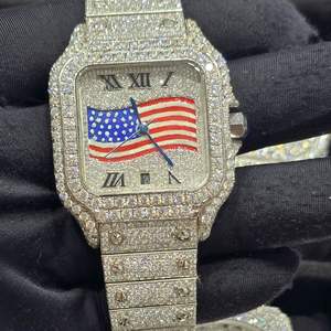 Montre d'affaires de luxe en acier inoxydable, édition limitée, avec cadran en cristal saphir et diamants Moissanite blancs VVS1, boîtier plein - Product Image 1