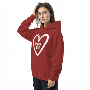 Sudadera con Capucha Extra Grande Roja Elegante Personalizada con Logotipo Frontal Personalizado, Ropa Urbana Premium para Mujer - Product Image 3