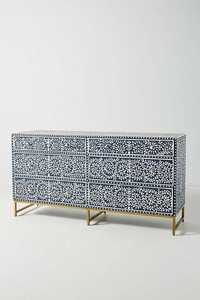 Commode à tiroirs en résine avec incrustations de os, fabriquée à la main, prix de gros, rangement élégant pour la décoration intérieure du salon, style bohème, armoire - Product Image 5