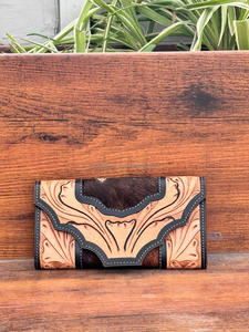 กระเป๋าคลัทช์หนังวัวสำหรับผู้หญิง, กระเป๋าใส่โทรศัพท์กระเป๋าตังค์ขนสัตว์หนังวัวมีสไตล์มาใหม่ - Product Image 2