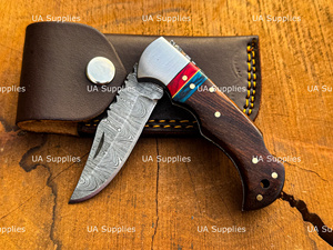 มีดพับ Damascus Back Lock EDC ทำมือ สำหรับล่าสัตว์ คุณภาพระดับอุตสาหกรรม รับประกัน 1 ปี รับทำแบรนด์ตามสั่งจำนวนมาก UA - Product Image 2