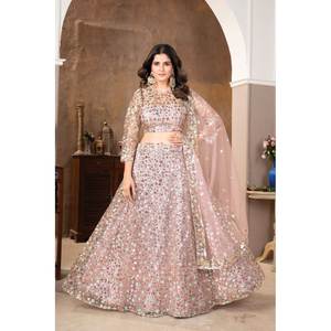 Hermoso Lehenga Choli con Bordado de Secuencia para Fiestas, Ropa India y Pakistaní - Product Image 4