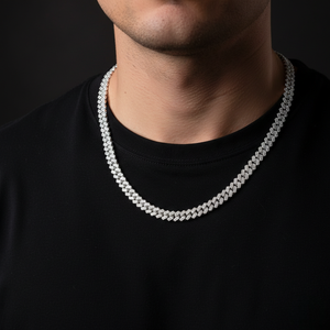 Chaîne cubaine en or blanc massif 10 carats, diamants de laboratoire VVS, 20 pouces, style hip-hop lourd, certifié IGI, bijoux pour homme, pendentif - Product Image 2