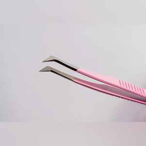 Pince à épiler professionnelle pour extensions de cils, à pointe en fibre de haute précision, en acier inoxydable, à 90 degrés, avec logo personnalisé, pour artiste en cils - Product Image 2