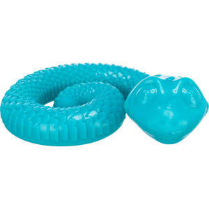 Jouet serpent en plastique pour animaux de compagnie, couleur bleue, longueur 12 cm, conception flexible en caoutchouc - Product Image 1
