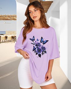 T-shirt à manches courtes pour femme 100% coton, imprimé graphique DTF, col rond, coupe classique, t-shirts d'été amples et confortables - Product Image 2