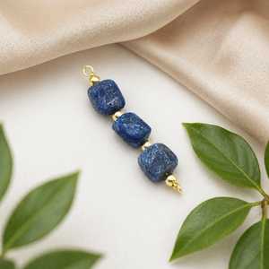 Three Stone Sapphire Raw Connector Handmade Gold Plated Birthstone Charm With Beaded Connector Use For Bracelet Necklace - Product Image 1