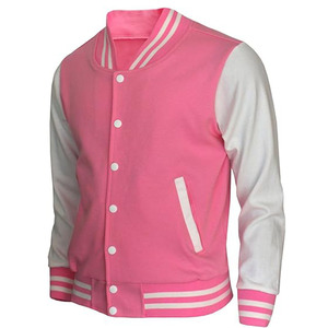 Custom logo Leather Sleeves Blank Letterman <b>Jacket</b> Oversize University Cheap Custom pink Varsity <b>Jacket</b> - Product Image 1