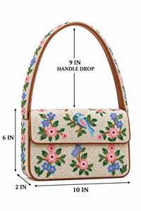 Bolso de mano con cuentas estilo bohemio para mujer, con borlas y lentejuelas de leopardo, para uso diario, con cierre de solapa y correa única, diseño Tropical Garden - Product Image 4