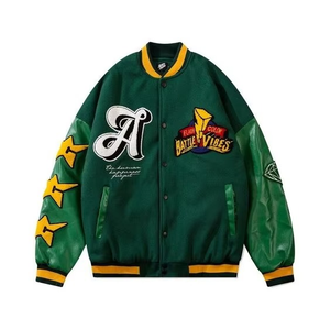 Service OEM - Veste universitaire d'hiver en cuir véritable, imperméable et coupe-vent, avec emplacements personnalisés pour logo brodé (avant/droite/gauche) - Product Image 1