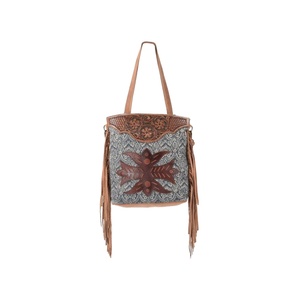 Bolso de mano de cuero tallado a mano con alfombra bloqueada a mano y flecos de cuero Fabricante y proveedor indio superior - Product Image 2