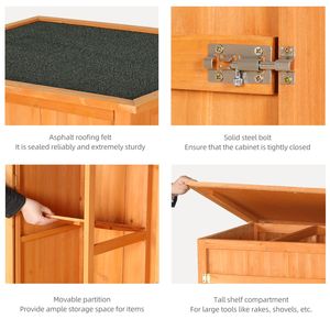 Armadio da Giardino Impermeabile per Esterni, Casetta Porta Attrezzi in Legno con Tetto Piatto e Porta con Serratura per Stoccaggio all'Aperto - Product Image 3