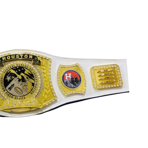 Ceinture de championnat du FBI de Houston, design du Bureau fédéral d'investigation, sangle blanche premium avec plaques dorées - Product Image 4