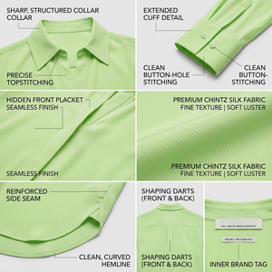 2026 Latest Plus Size Women's Embroidery Button Blouse Customized Cotton Bamboo Fiber Plaid Office Breathable Yarn Dyed - Product Image 6
