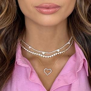 Collar tipo gargantilla de tenis de oro macizo de 14k y 18k con diamantes cultivados en laboratorio de corte redondo, engastados en pavé, diseño clásico para superposición, cadena de tenis de 16 pulgadas, joyería fina - Product Image 6