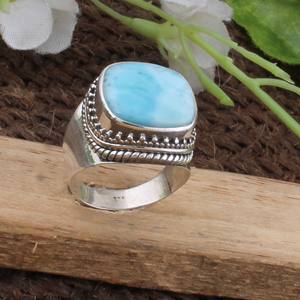 Handmade 925 Sterling Silver Larimar <b>Ring</b> Natural Blue Dominican Gemstone Artisan Handcrafted <b>Statement</b> <b>Ring</b> <b>for</b> <b>Women</b> Wholesale - Product Image 2