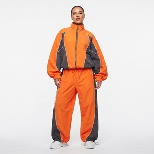 Ensemble de jogging deux pièces pour femme, coupe ample, style sportif, avec fermeture éclair, coupe longue, 100% polyester et nylon - Product Image 6