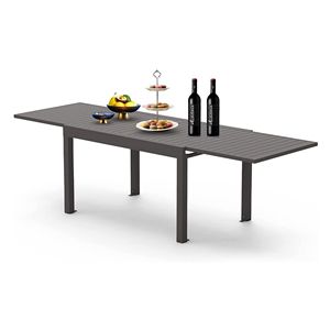 Grande Tavolo da Pranzo Estensibile in Alluminio da 53-106 Pollici, Rettangolare per 6-8 Persone, Regolabile per Interni ed Esterni - Product Image 1
