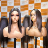 Prix de gros Vague Naturelle Fabricant Vietnamien SDD Fermeture Perruque Ventes de Noël Cheveux Raides Naturels Style