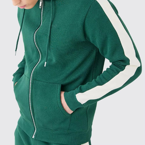 <b>Men's</b> Red Hooded Zip-Up Sweatshirt Regular Fit Solid Color Fleece Casual Autumn Wear - Product Image 3