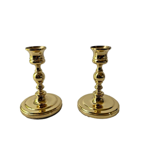 Portavelas Baldwin de Latón Macizo de 5 Pulgadas, Par de Portavelas Vintage en Tono Dorado, Portavelas Decorativos para Velas Cónicas - Product Image 5