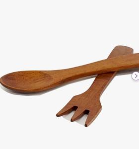 Handmade Wooden Salad Bowl With <b>Serving</b> Utensils Natural Wood Nordic Design For Party Use Eco Friendly Tableware - Product Image 3