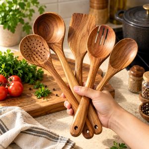 Cuchara de Servir de Madera Artesanal Ecológica y Duradera con Acabado de Grano de Madera Natural Antideslizante, Logotipo Personalizado, Venta al por Mayor OEM/ODM - Product Image 2