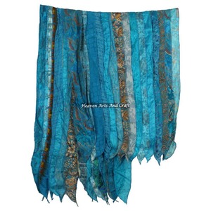 Beautiful 15 Strips <b>Vintage</b> Fashion Poly-<b>Silk</b> Digital Print <b>Scarf</b> Recycled Indian Sari Patches Reversible Gift - Product Image 6