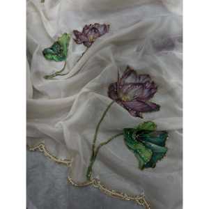 Saree de mariage à imprimé floral Beautiful Party Wear avec un design élégant - Product Image 6