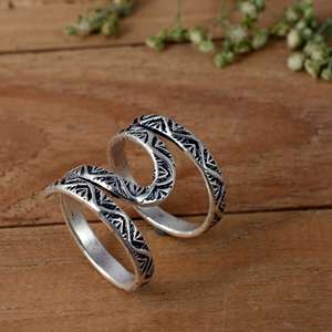 SHYAM JEWELRS Luxury Unisex <b>Adjustable</b> 925 <b>Silver</b> Flower Patterned Splint <b>Ring</b> for Hypermobility & Knuckle Support - Product Image 1