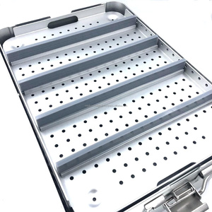 Custom Size Aluminum Alloy Manual Sterilization Tray Case 3 Inner Trays Ophthalmic Orthopedic <b>Tools</b> High Quality CE Certified - Product Image 5
