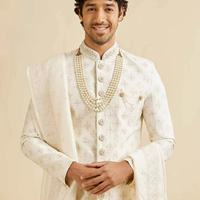 Sherwani Royal Dulha pour Homme – Tenue de Mariage Indienne et Pakistanaise Décontractée avec Broderies Riches, Protection Solaire, Infroissable, Toutes Saisons, Coupe Classique