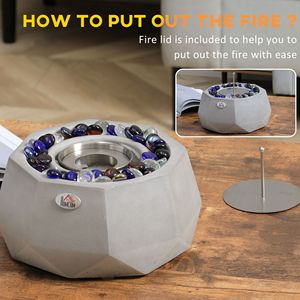 Cheminée de table portable en béton de 9 po pour intérieur/extérieur, capacité maximale de 0,1 gallon, 215 po² Ft. Accessoire pour foyer à bois - Product Image 6