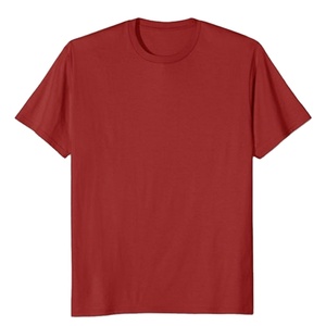 T-shirt en coton rouge uni pour homme, manches courtes, col rond, coupe classique, jersey tricoté - Product Image 1