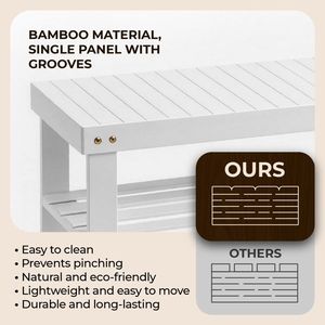 Scarpiera in bambù bianco da 70 cm, design senza giunture a 3 livelli, dimensioni 70*28*45 cm - Product Image 2