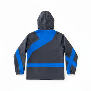 Men's Hooded Waterproof Sporty <b>Jacket</b> Color Blocking Design Patch Logo Blue Black Polyester Autumn Wear - Product Image 3