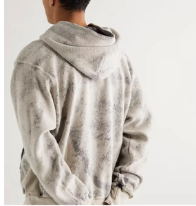 Heavyweight Custom Vintage Zip Acid Wash Pullover Distressed Pocket Hoodies Men Oversized Fleece Digital Printing Eco-Friendly - Product Image 2