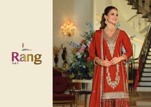 Ensemble Palazzo en Soie Chinon Premium avec Broderie Riche, Style Traditionnel Élégant, Idéal pour Mariages et Cérémonies - Product Image 2