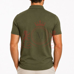 Polo Verde Oliva de Primera Calidad, Máxima Comodidad, Tela de Algodón Suave y Transpirable, Manga Corta, Estilo Casual para Uso Diario - Product Image 4