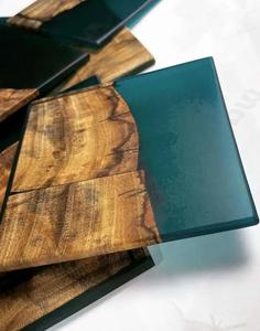 Juego de Posavasos Cuadrados de Resina y Madera Hechos a Mano, Elegantes Protectores de Mesa Resistentes al Calor, Decorativos para Bebidas, Modernos para el Hogar y Comedor - Product Image 6