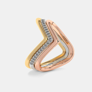 Bague en diamant Chevron à trois tons - Product Image 1